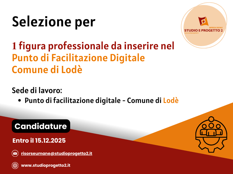 AVVISO DI SELEZIONE PER PUNTO FACILITAZIONE DIGITALE – COMUNE DI LODร