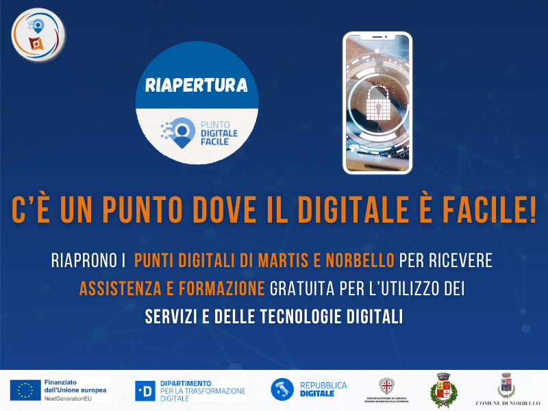 MARTIS E NORBELLO: RIAPRE IL PUNTO DI FACILITAZIONE DIGITALE