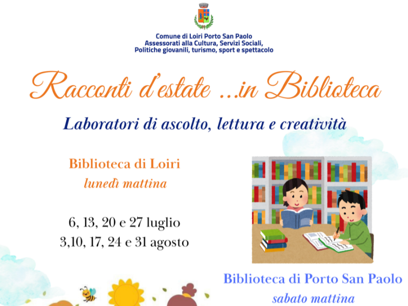 LOIRI PORTO SAN PAOLO, RACCONTI D’ESTATE…IN BIBLIOTECA